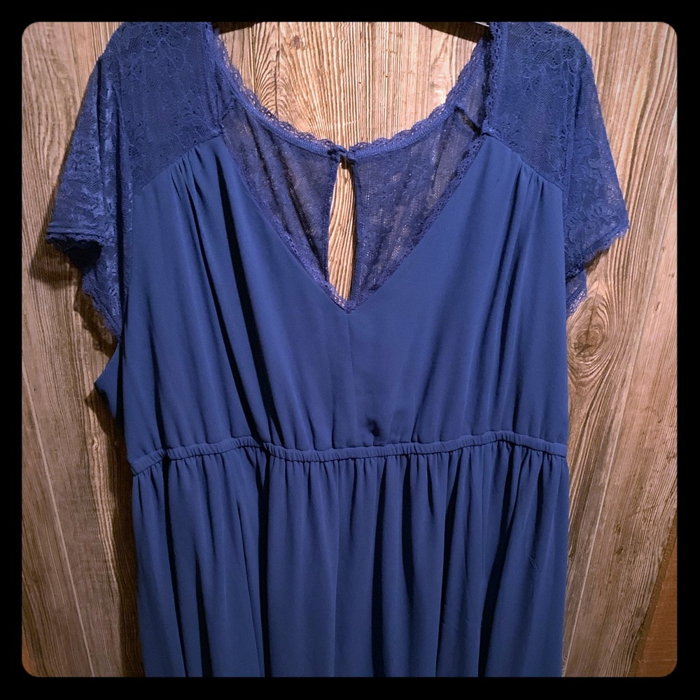 Torrid blue chiffon and lace dress